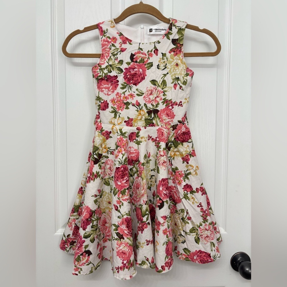 Pink Floral Fit & Flare Dress | BlackButterfly Size 7–8